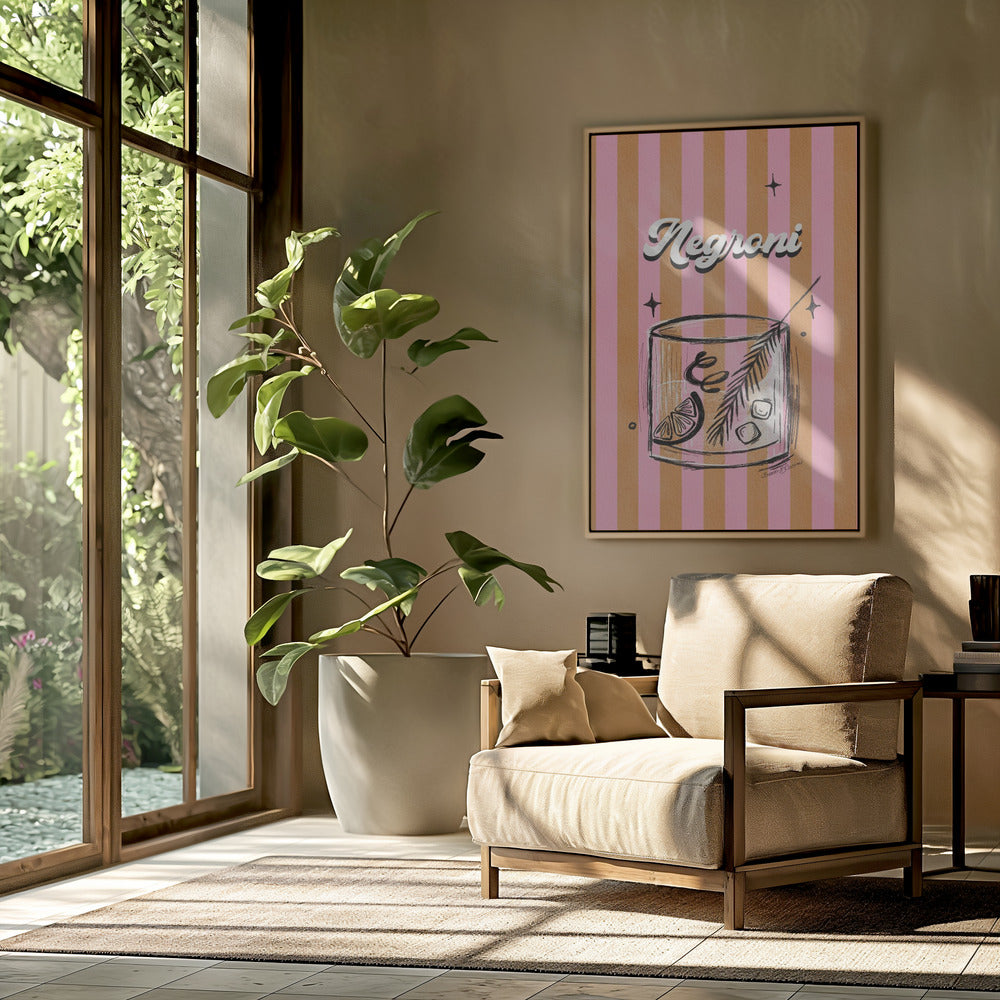 Negroni Drink on Stripes | Poster