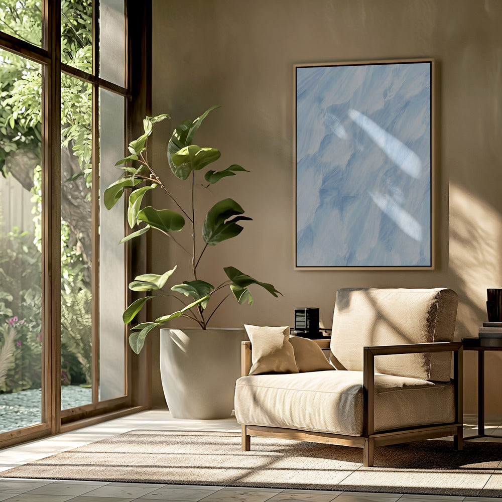 Light Blue And White Brushstrokes | Poster