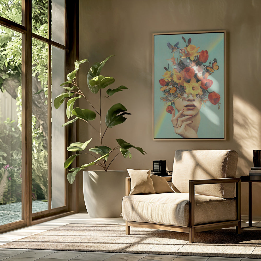 Baby's in bloom - Rainbow, flowers, birds & butterflies | Poster