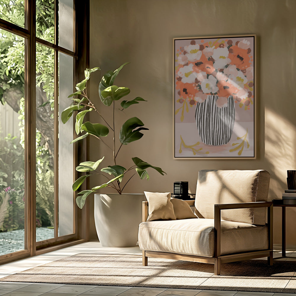 Striped Vase Blooms | Poster