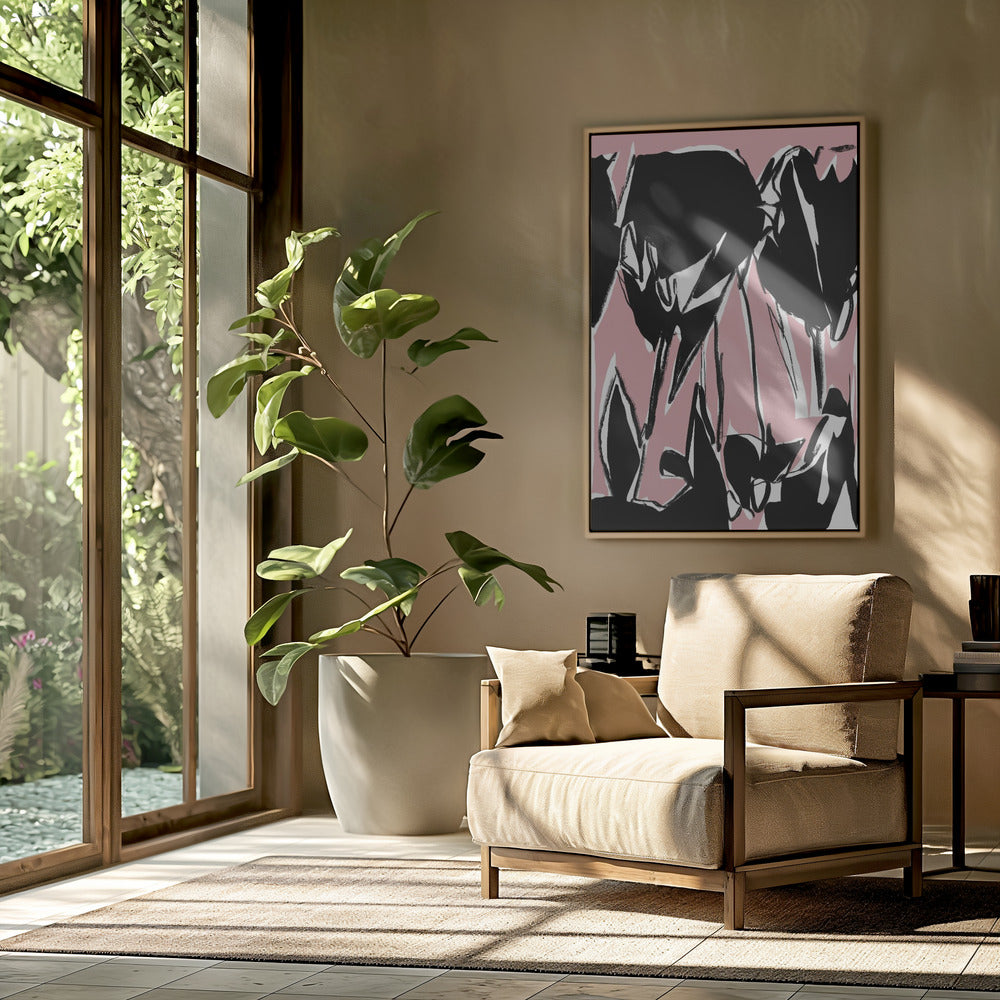 Black Pink Tulips | Poster