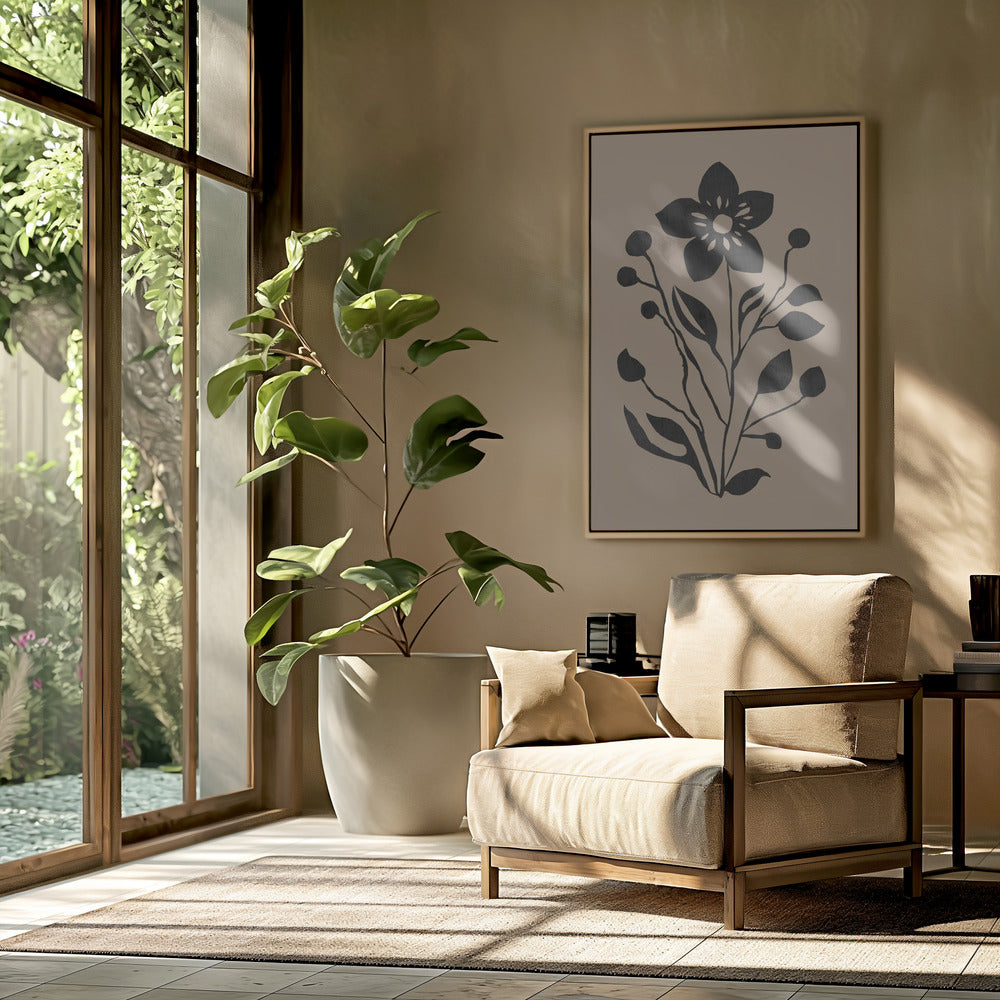 Black Flower Modern Botanical Silhouette | Poster