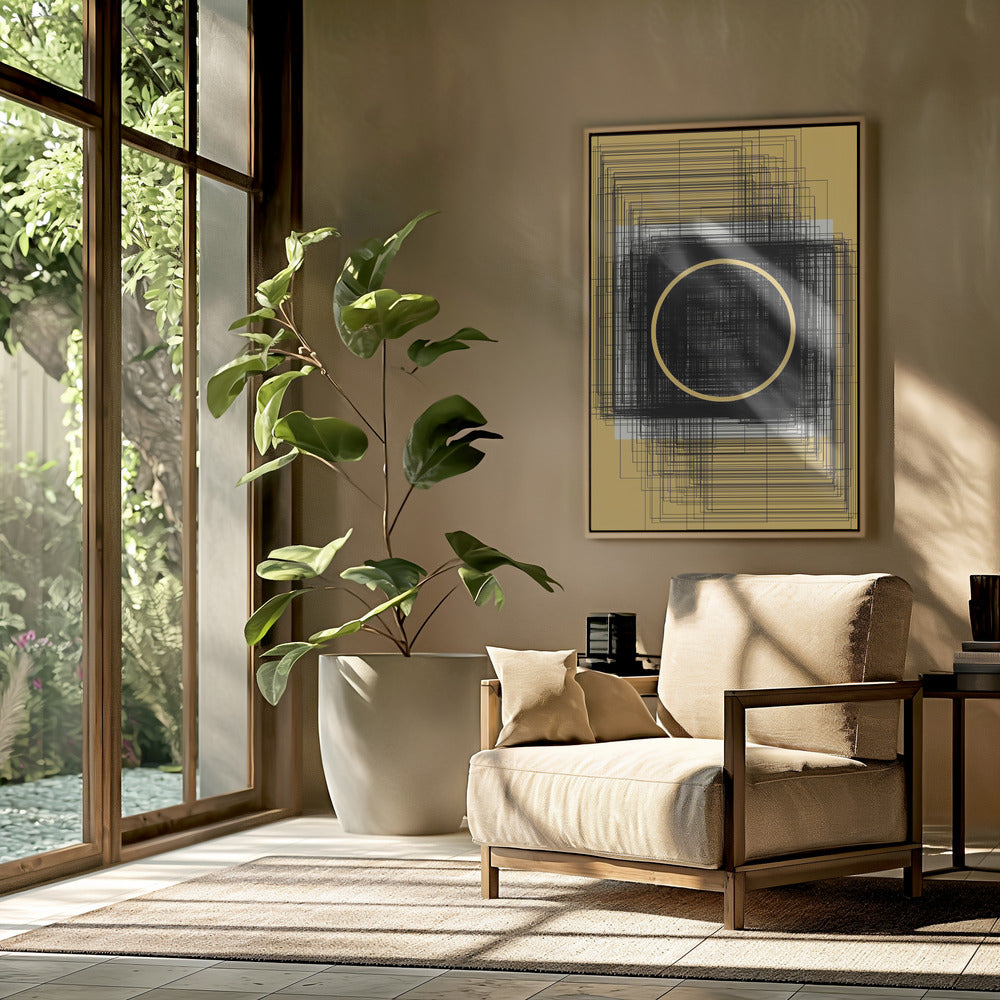 Yellow Circle and Black Lines | Poster