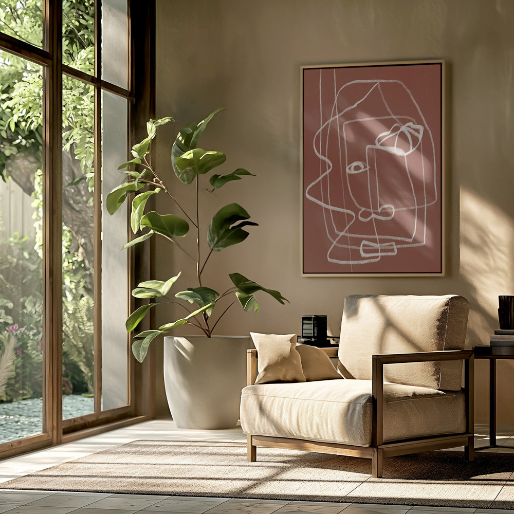 Line Art Abstract Portrait Terracotta 03 | Poster