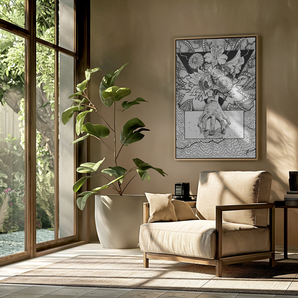 Flowery Thing. Abstract Drawing of a Flowery Bouquet in Hand. | Poster