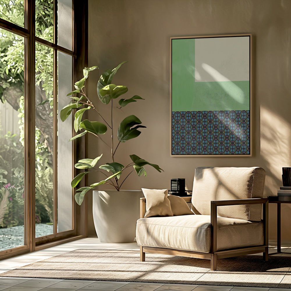 Pastel green and nyonya pattern collage | Poster