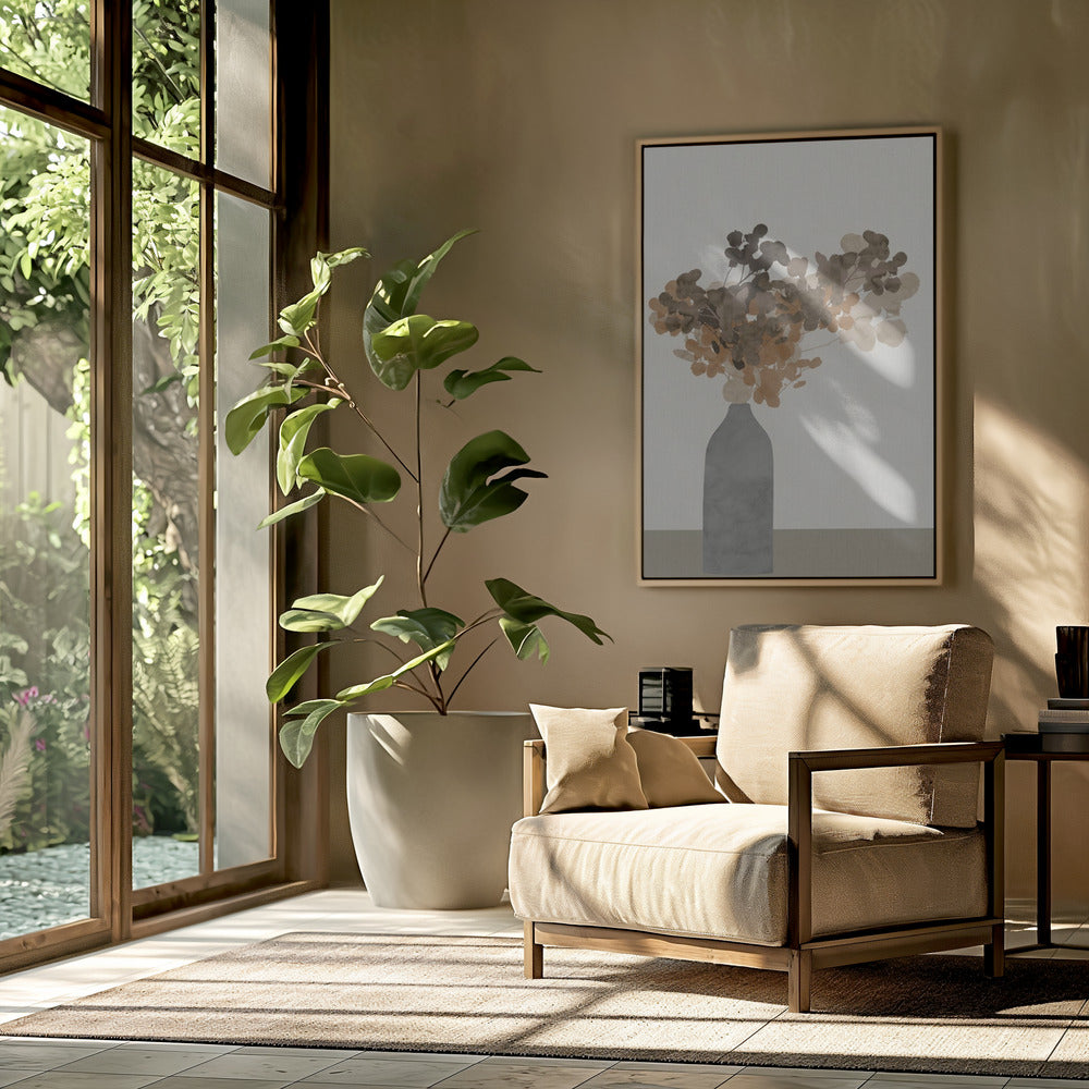 Rust Brown Dried Flowers In Vase On Table 2 | Poster