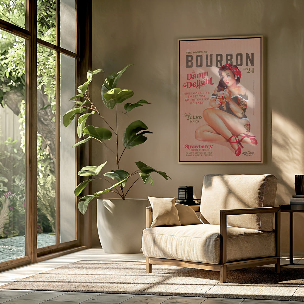 Bourbon Babes Vol 22 Vintage Pinup Girl Drinking A Cocktail | Poster
