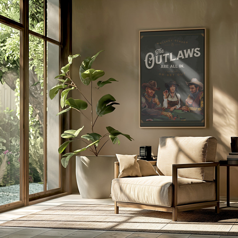 Outlaws Are All In Cool Cowboy Poker Art | Poster