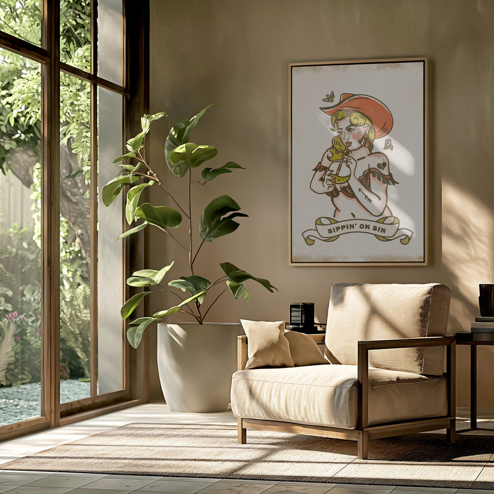 Sippin On Sin Cute & Sassy Cowgirl Art | Poster