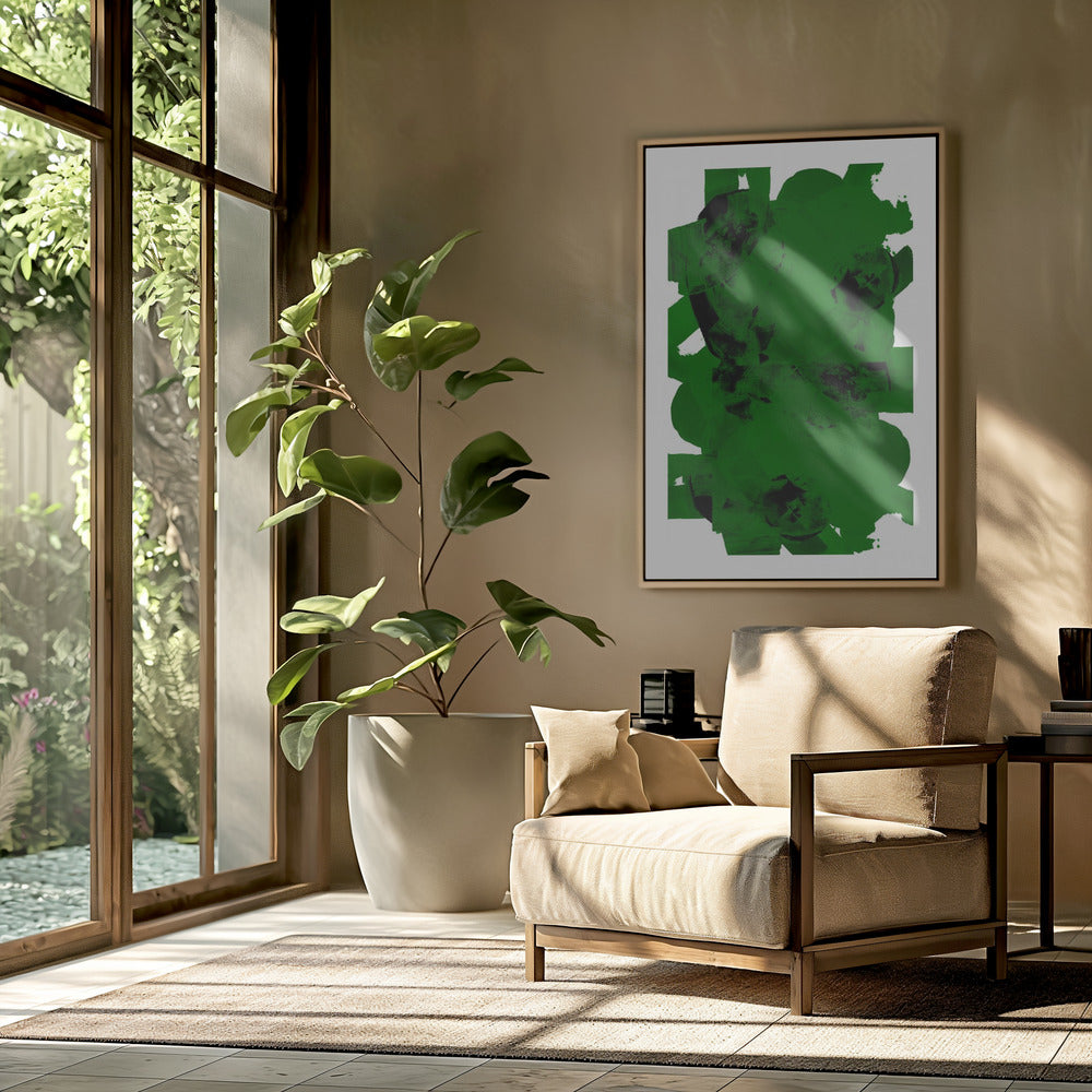 Green and Black Abstract Composition No.1 | Poster