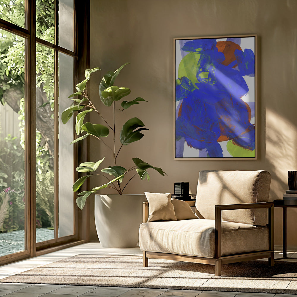 Cobalt Blue Lilac Yellow Chartreuseorange Neutral White Abstract 1 | Poster