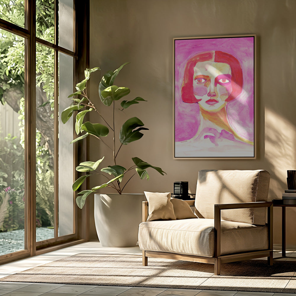 Lady with Bob haircut Hot Pink | Poster