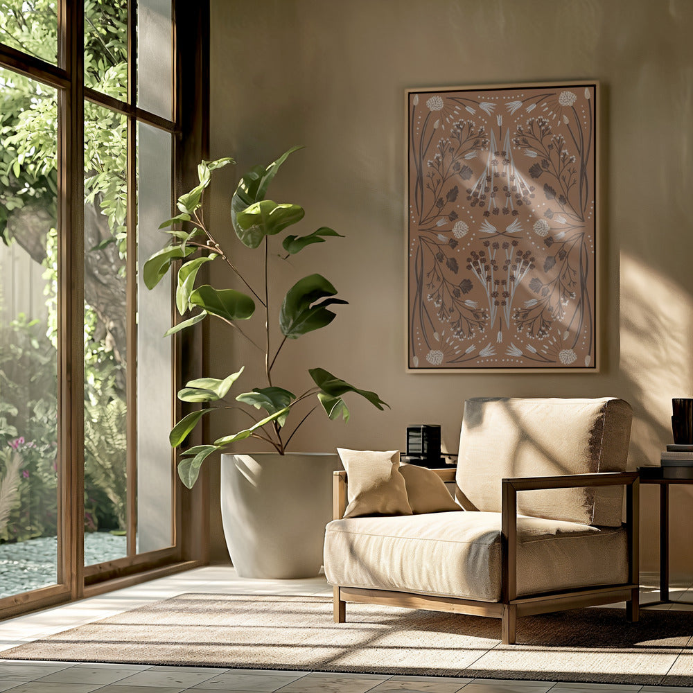 Folk Mirrored Botanicals - Earth Tones | Poster
