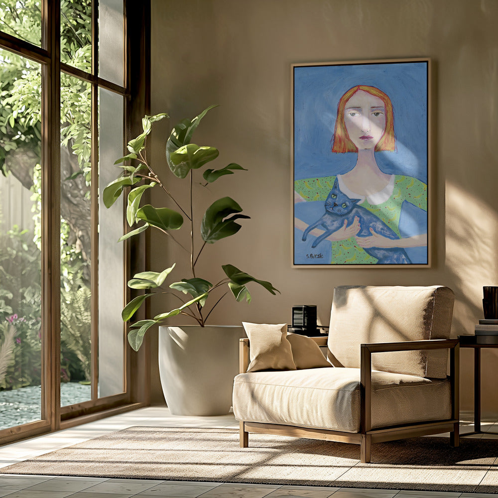 Lady with the Blue Cat | Poster