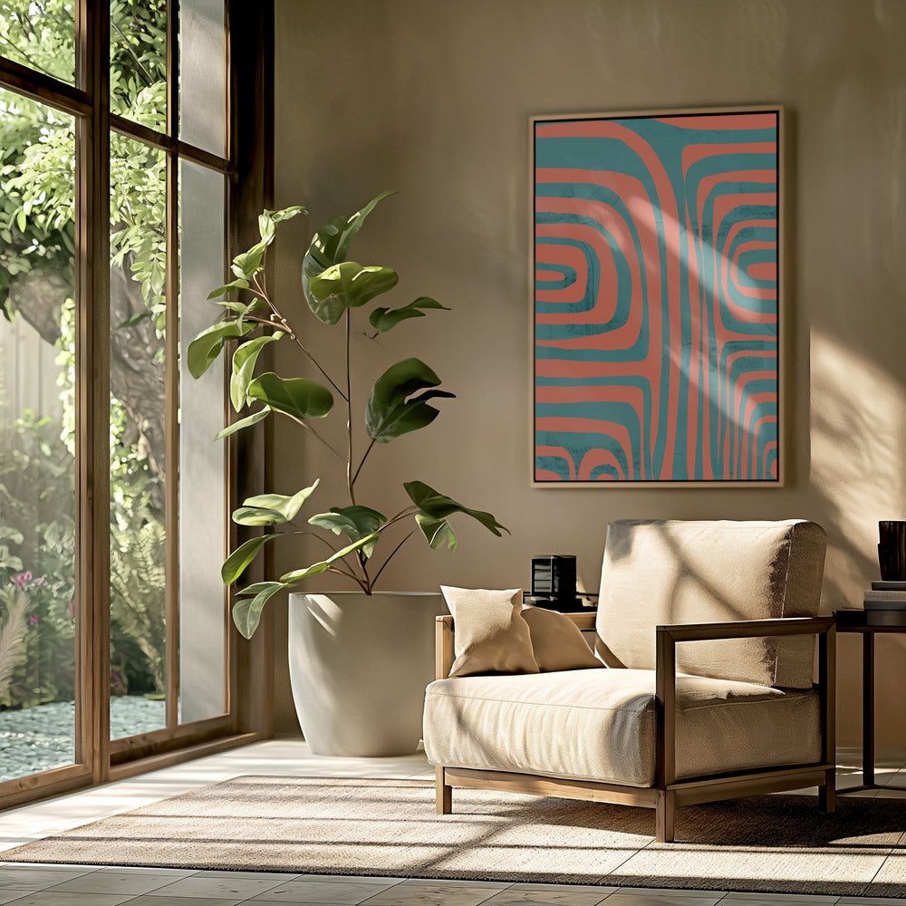 Turquoise & Coral Abstraction 2 | Poster