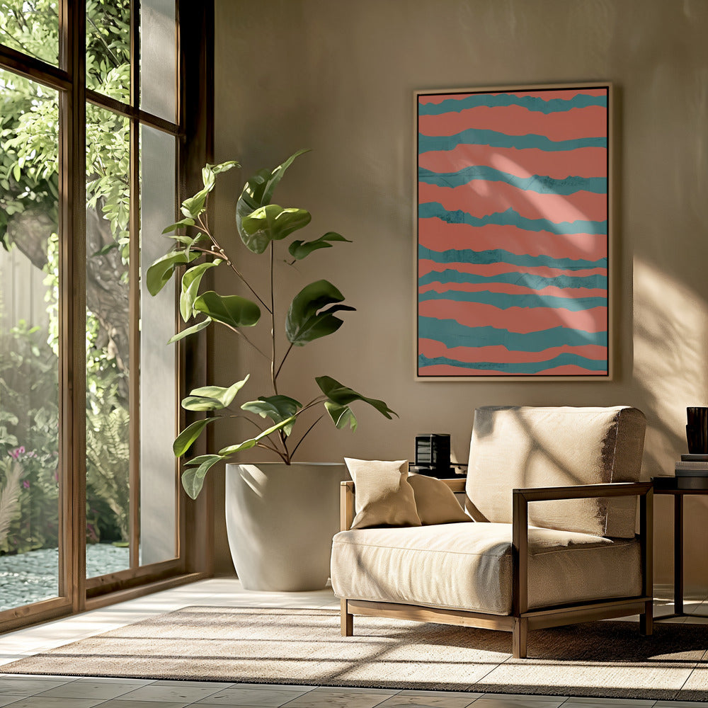 Turquoise & Coral Abstraction 3 | Poster