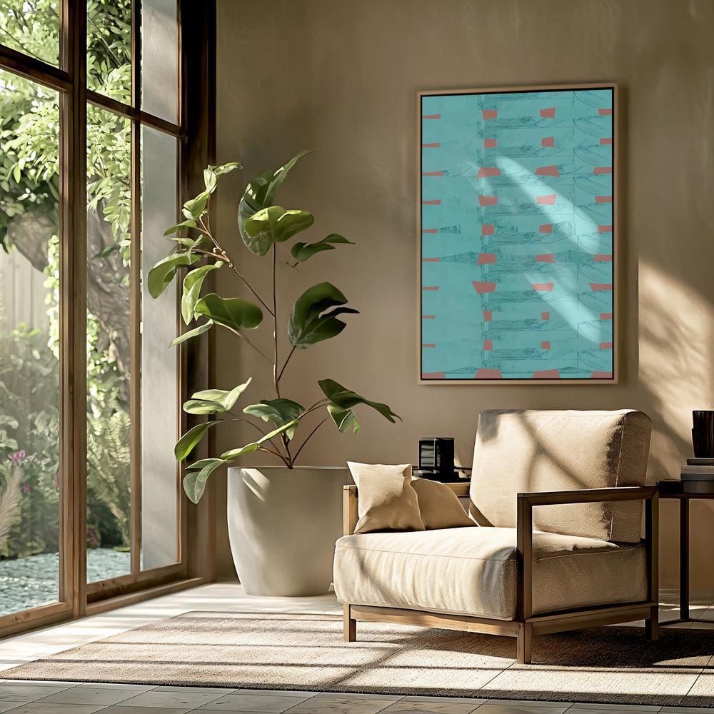 Turquoise & Coral Abstraction 8 | Poster