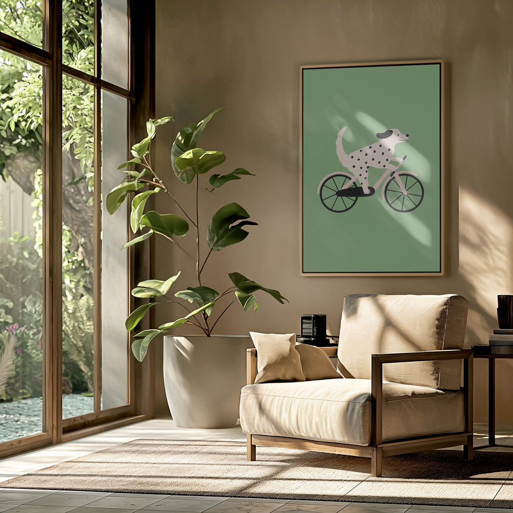 Spotted Dog Riding a Bicycle | Poster