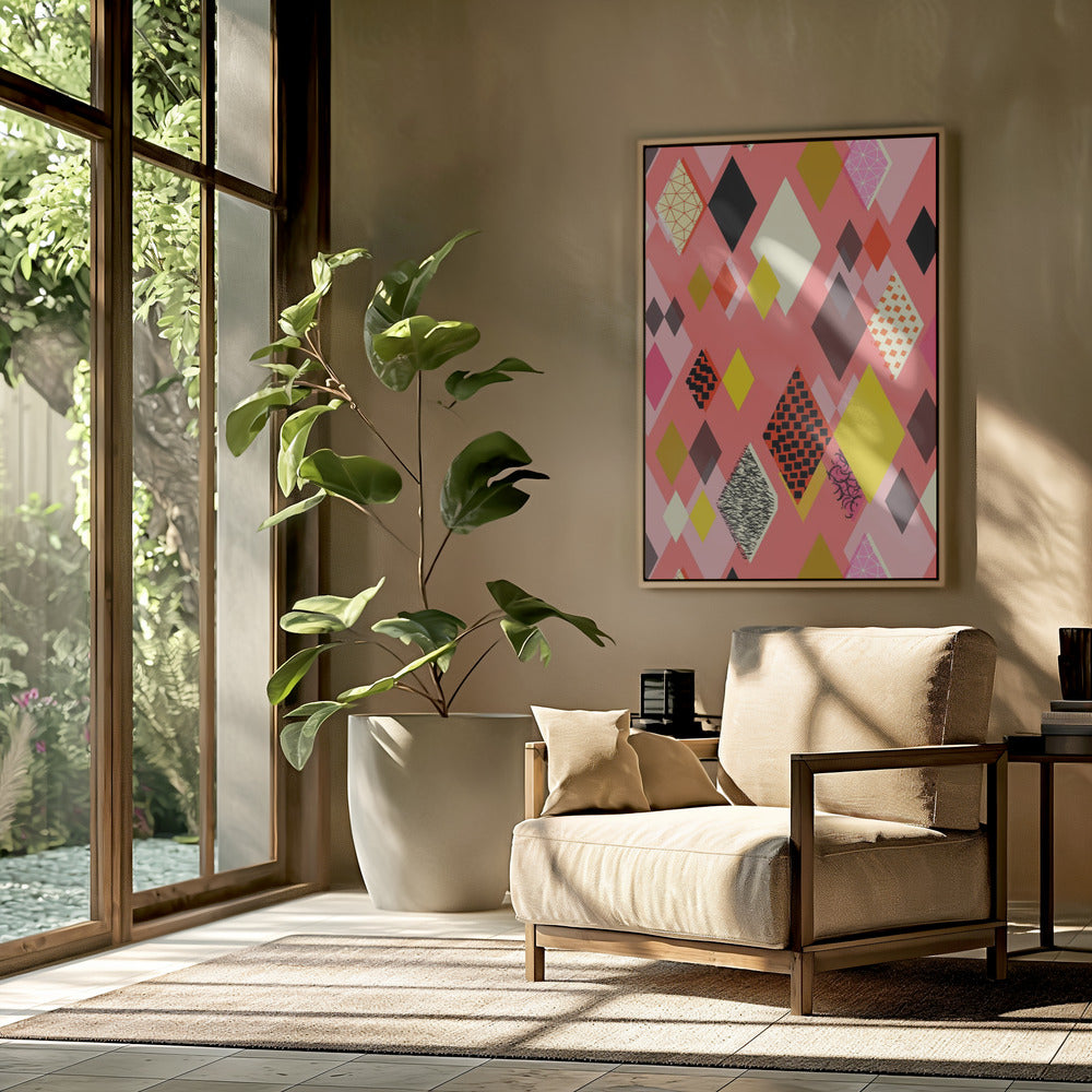 Geometric Patterns With Colorful Diamonds And Shapes | Poster