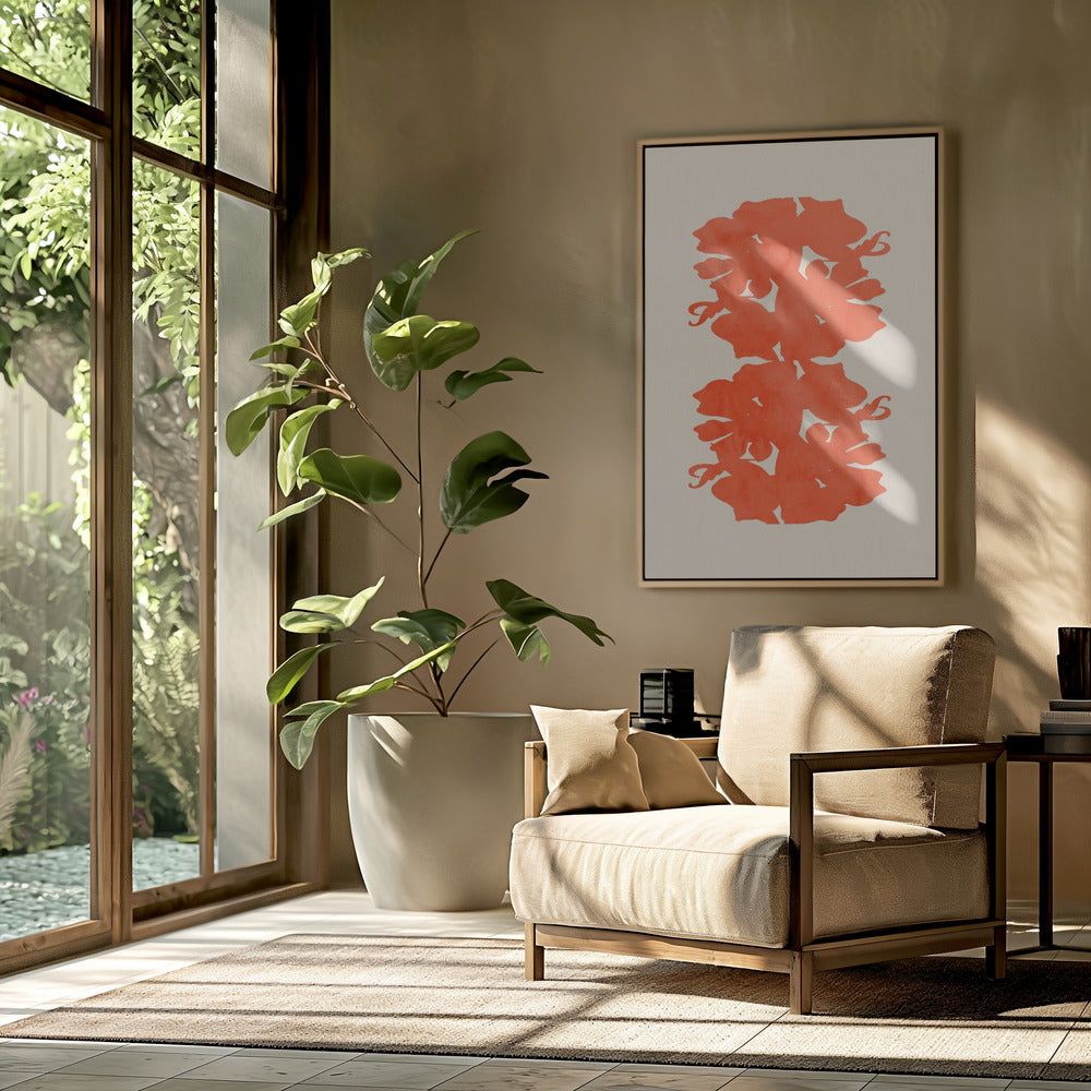 Orange Floral Silhouettes | Poster