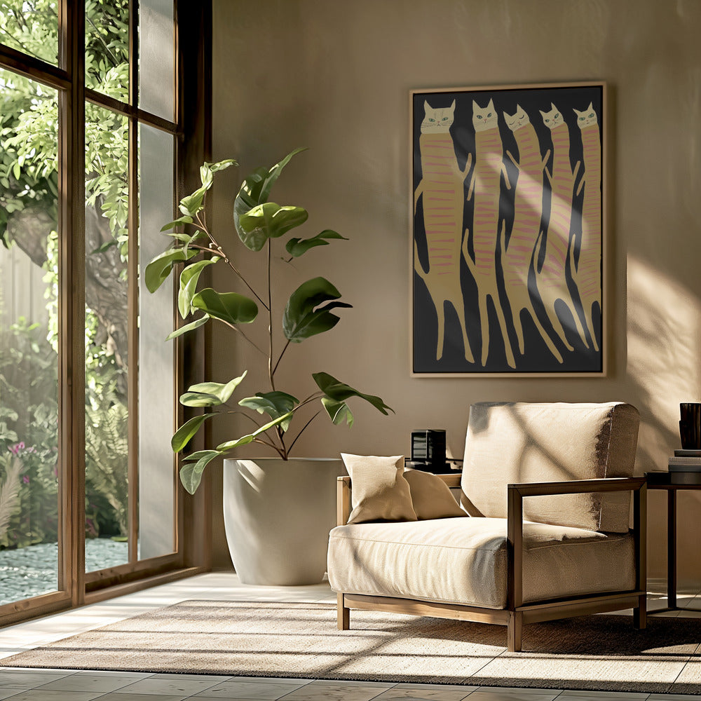 Five long cats | Poster