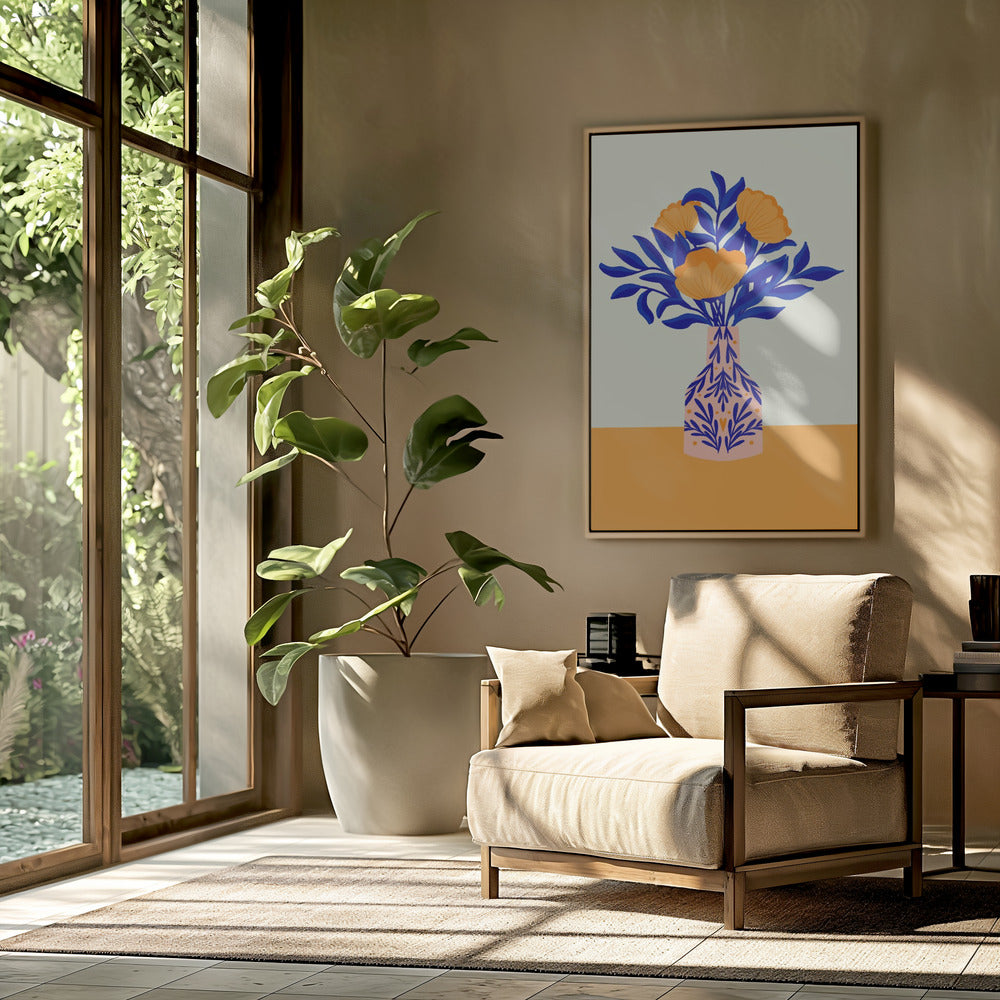 Orange Poppies In a Vase | Poster