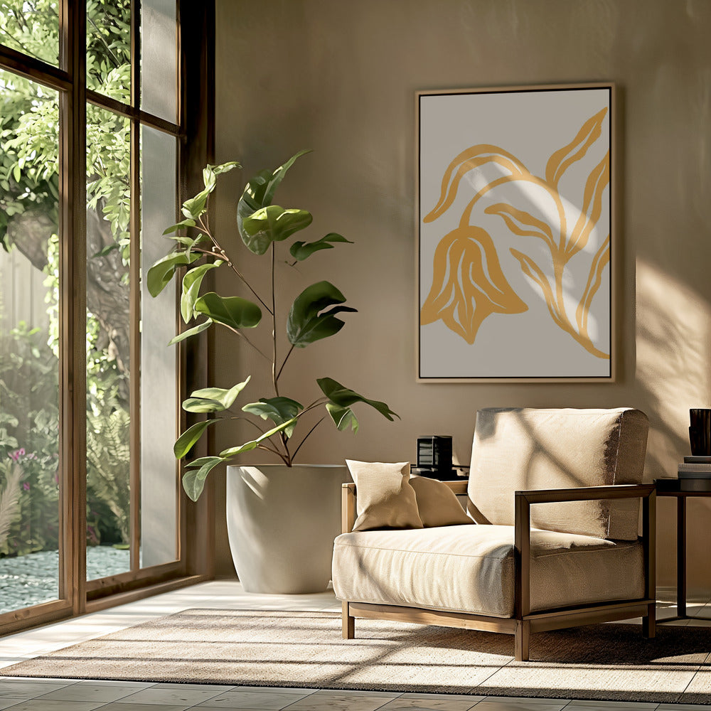 Golden Blossom Silhouette | Poster