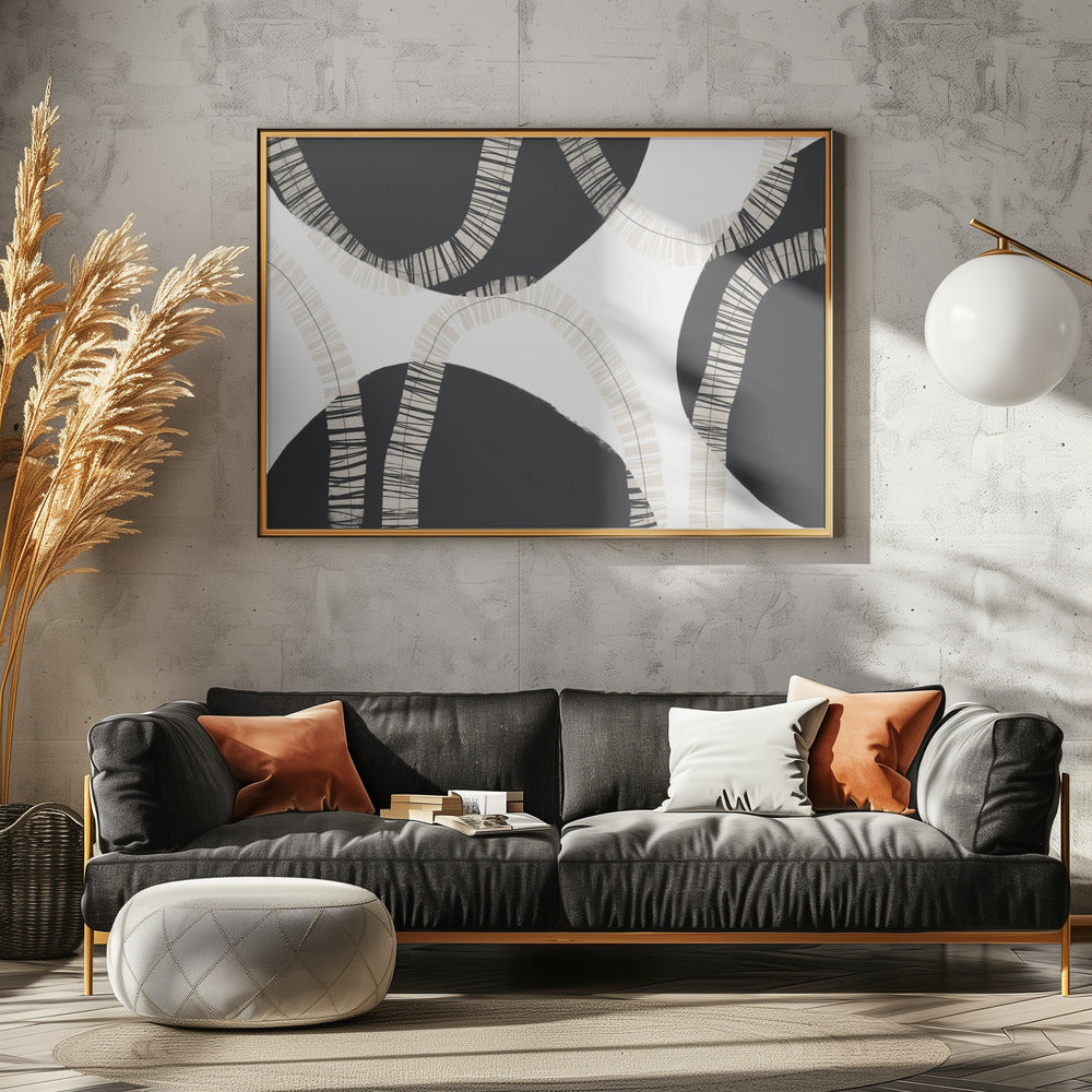 Black Shapes Interwoven With Textured | Poster