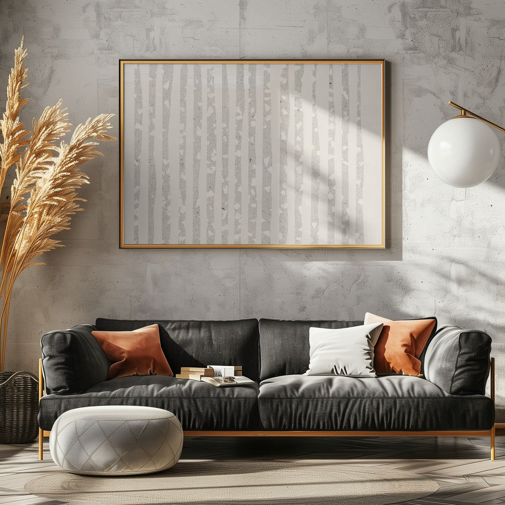 Vertical Gray And White Stripes | Poster