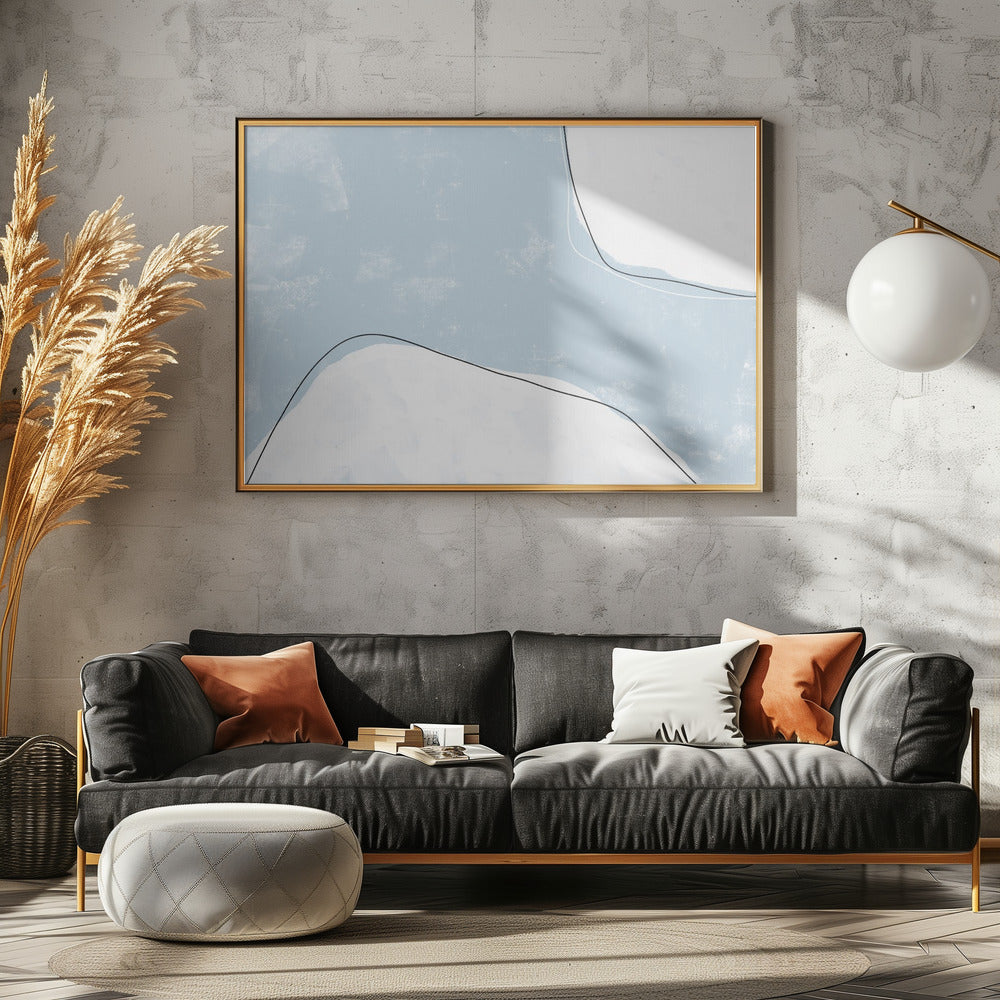 Blue And White Tones With Fluid Lines | Poster
