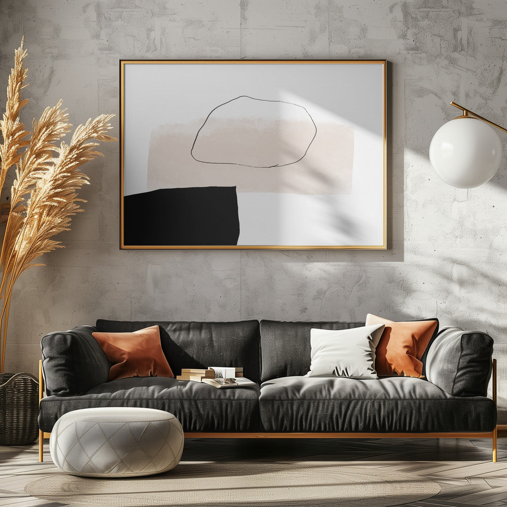 Beige Shape and Black Block | Poster