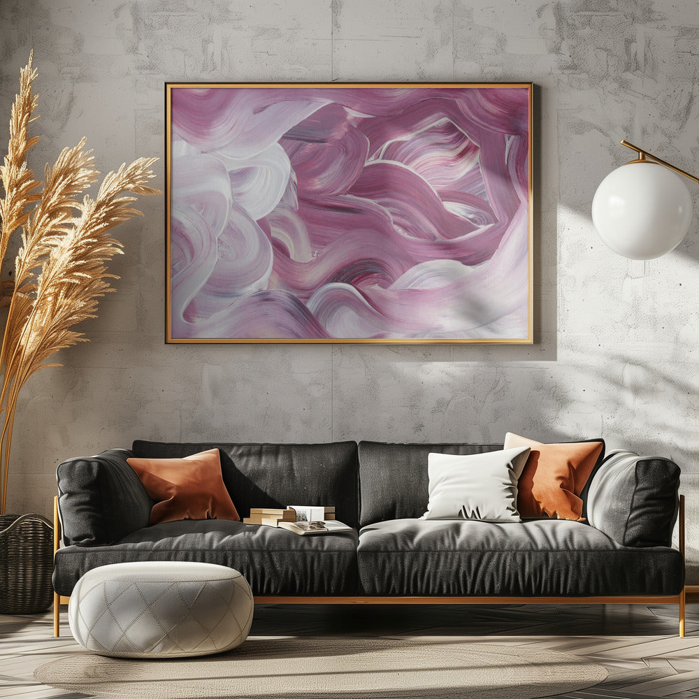 Expressive Pink and White Brushstrokes | Poster