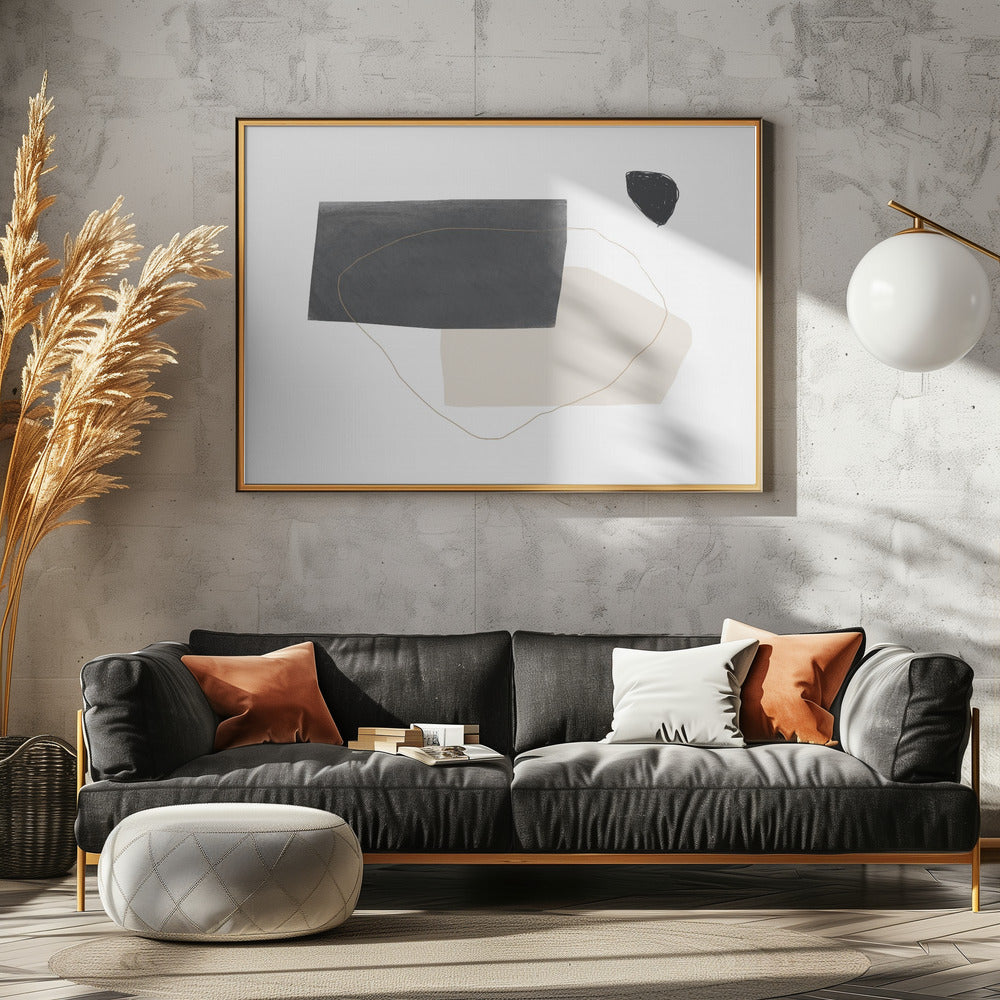 Geometric Shapes in Black Gray and Beige | Canvas