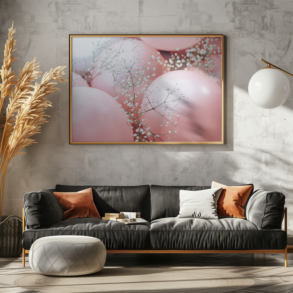 Pink Balloons with Flower | Canvas