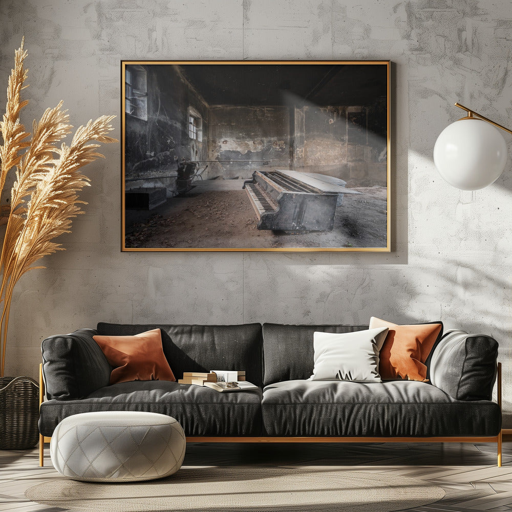 Piano in Burned Garage | Canvas