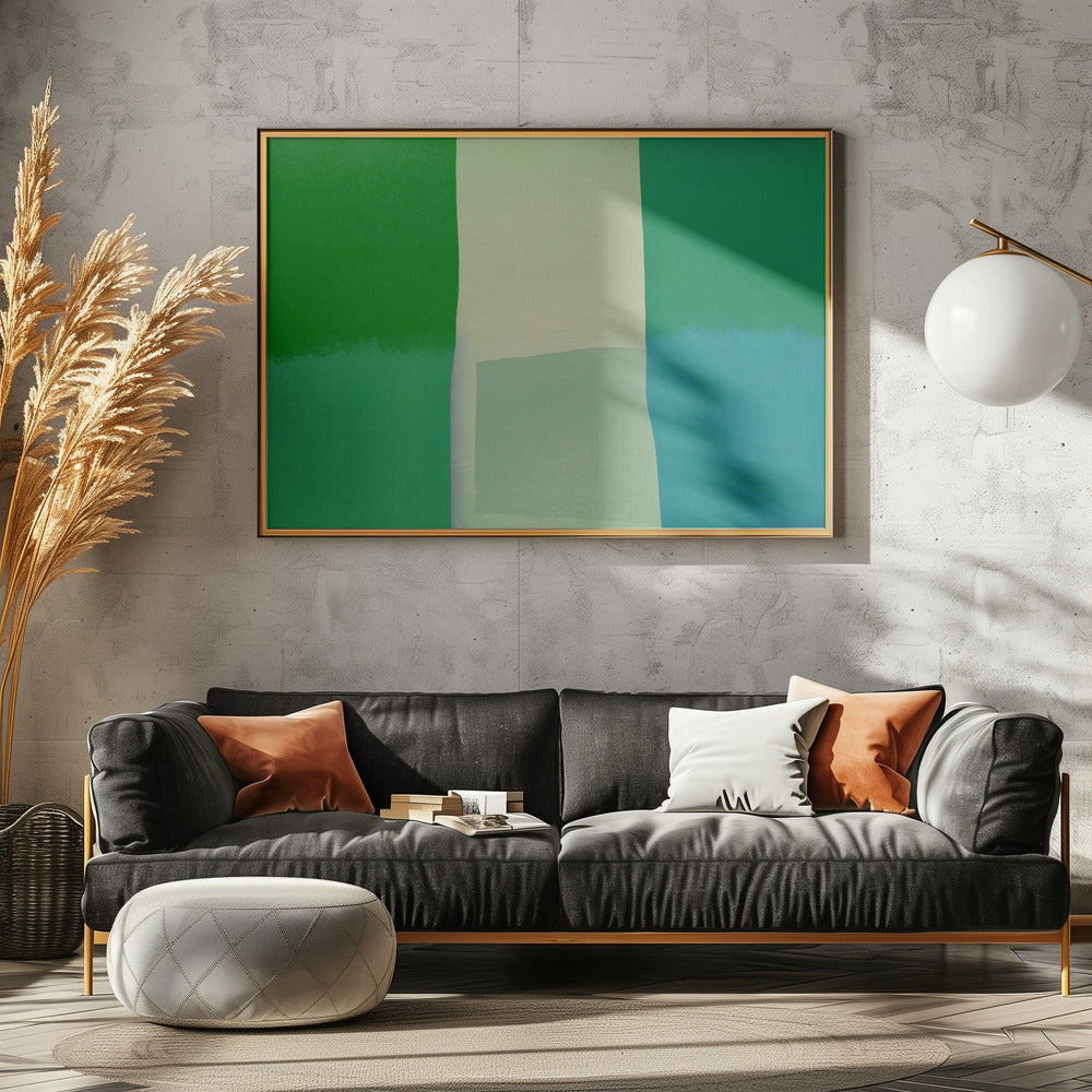 Minimalist Composition With Vibrant Green And Blue Hues | Poster