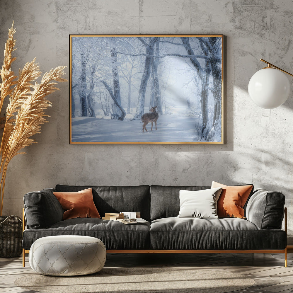 The Sika Deer in the Snowy Forest | Canvas