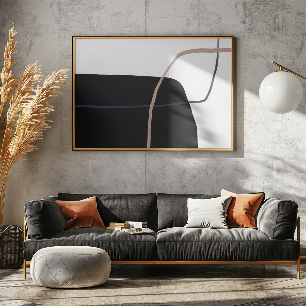 Intersecting Lines And Bold Black Shapes | Canvas