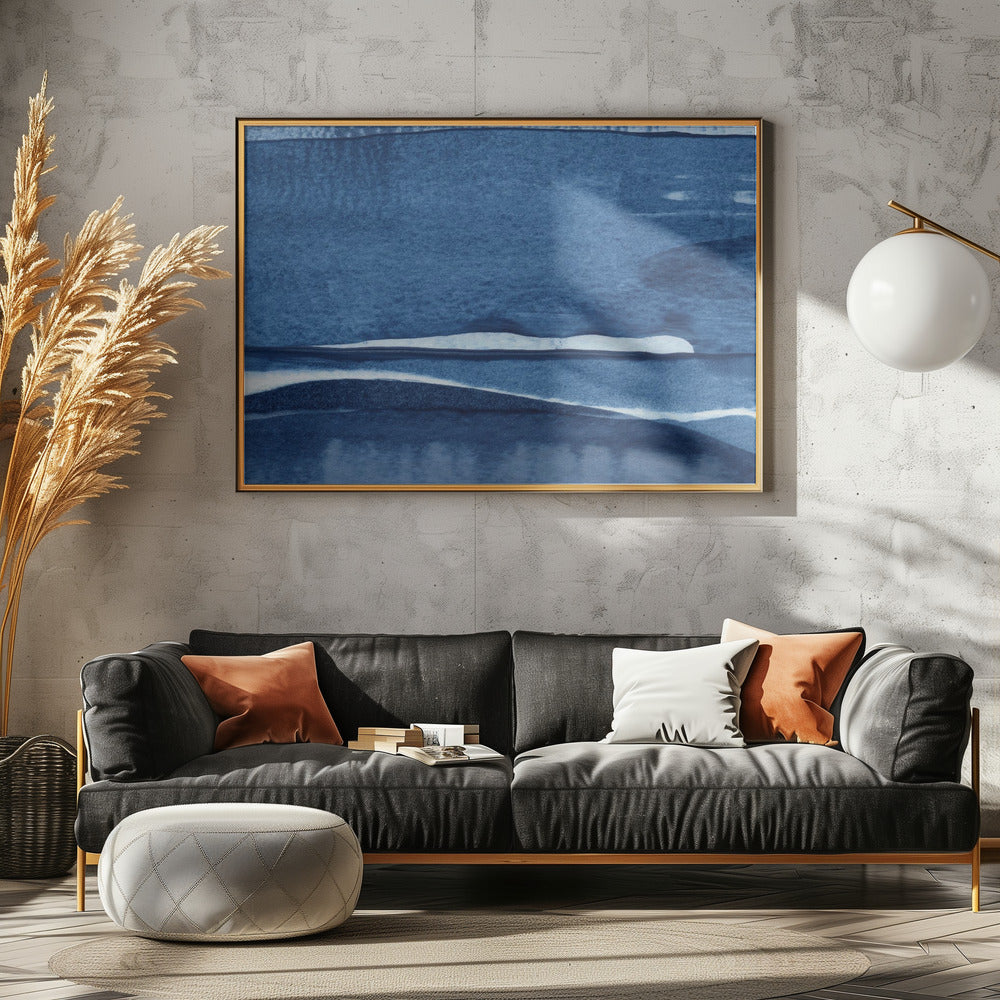 Blue Watercolor Waves | Poster