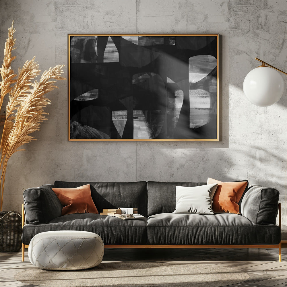 Abstract Black Night Shapes 1 | Poster