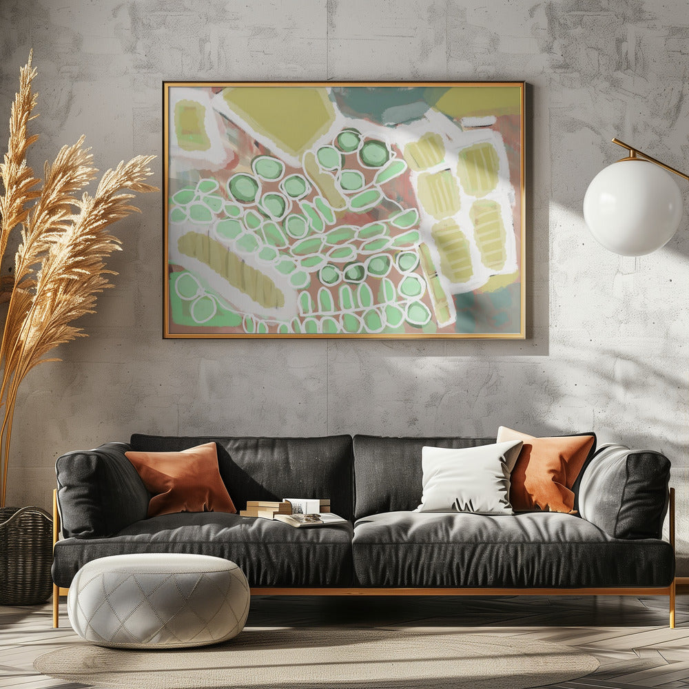Abstract greens and gold | Poster