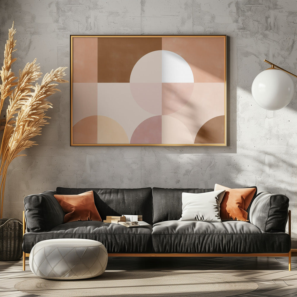 Geometric Circles and Squares in Earthy Tones | Canvas