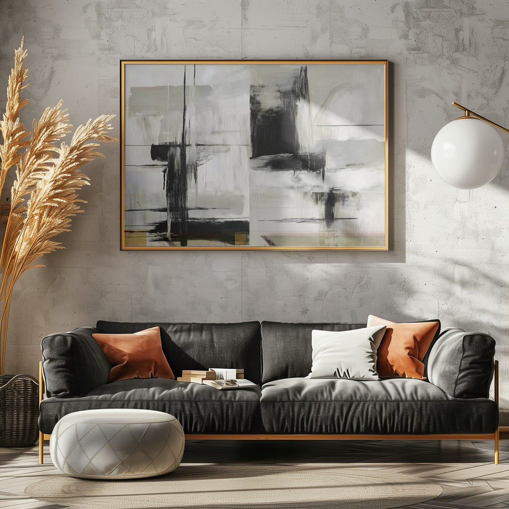 Present Future Black and White Abstract Textures 1 | Poster