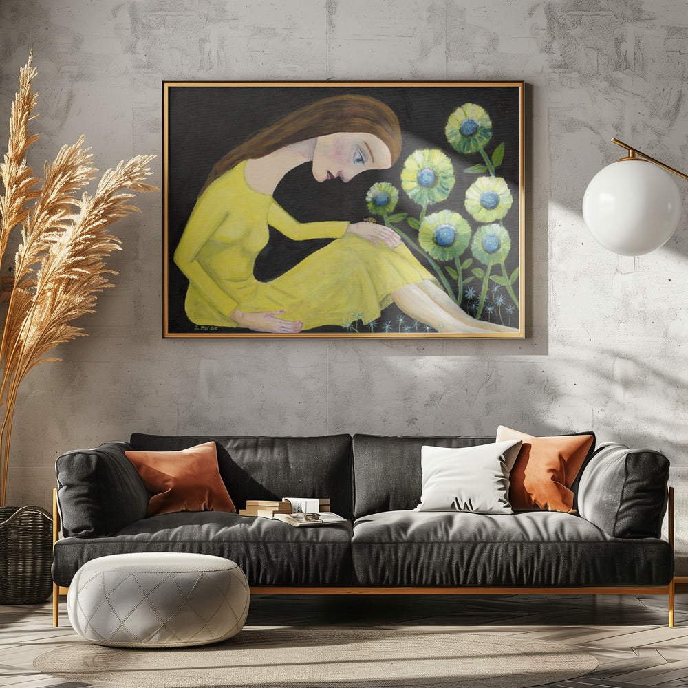 Lady in the garden with lady bug | Canvas