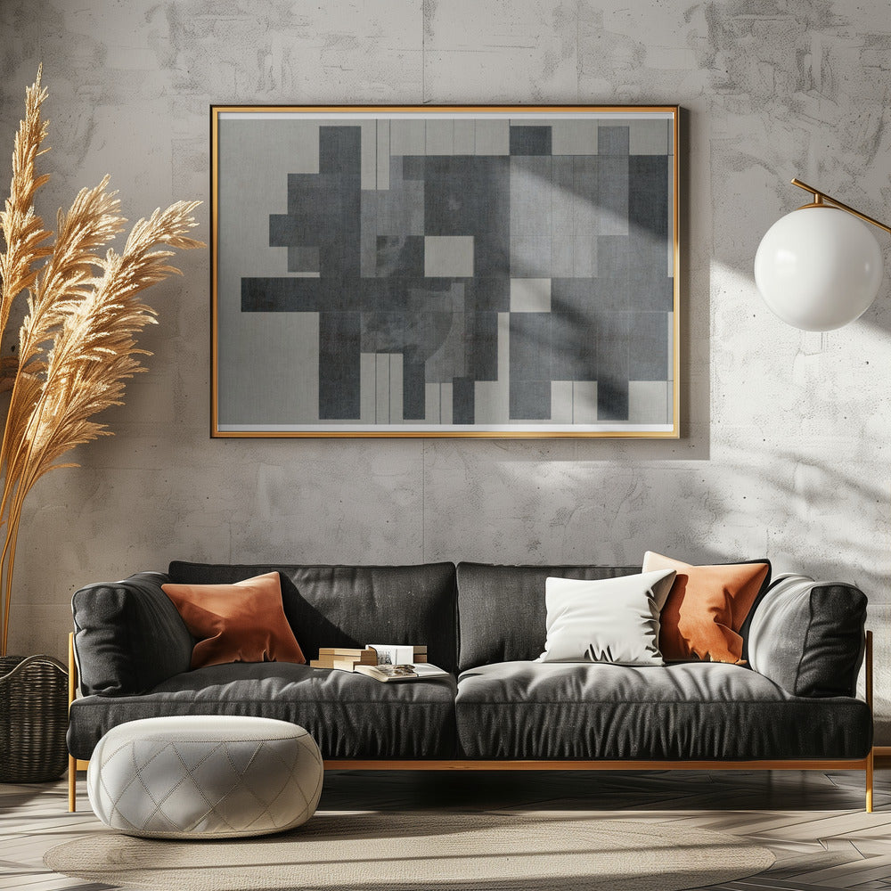 Mid Century Modern Composition in Grayscale | Poster