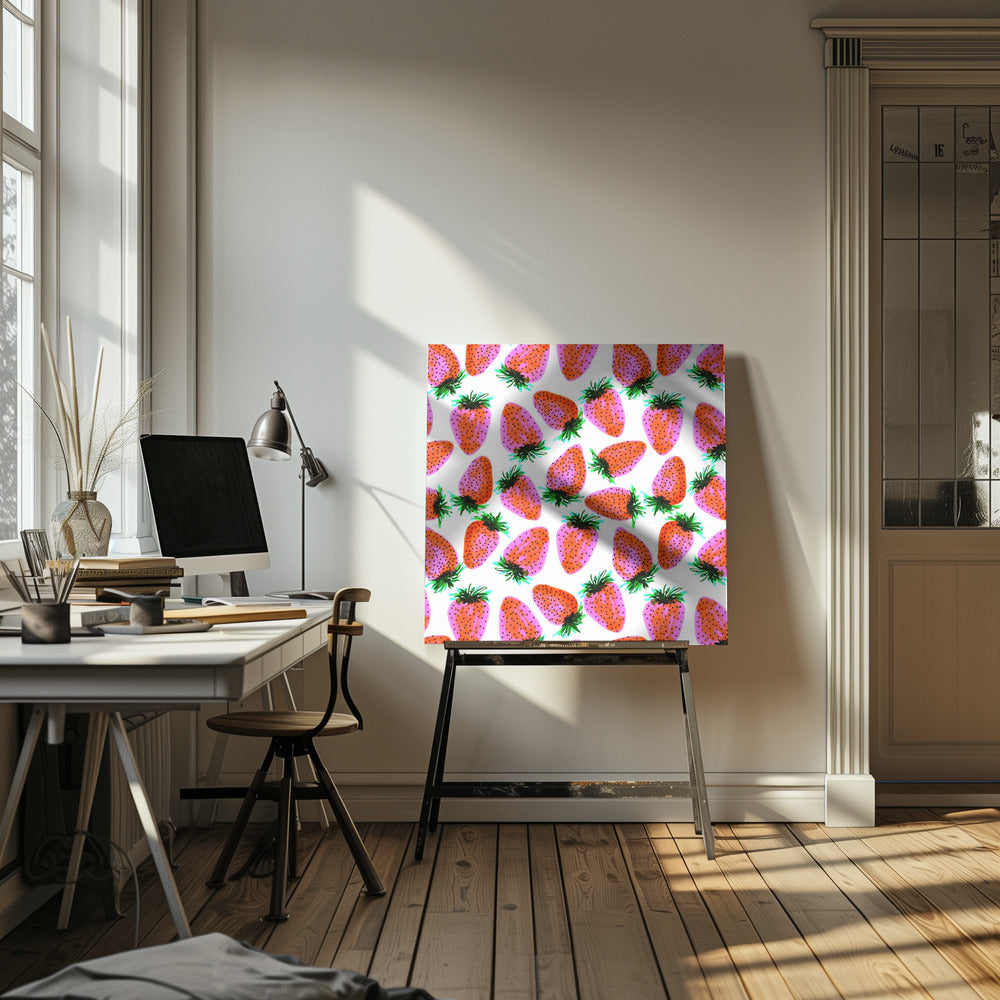 Lavender Red Strawberries Fruit | Canvas