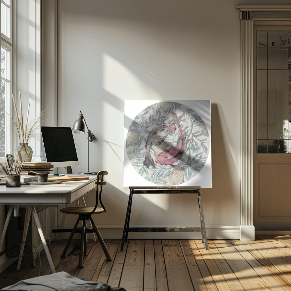 Two Koi Fish In A Circular Pattern | Canvas