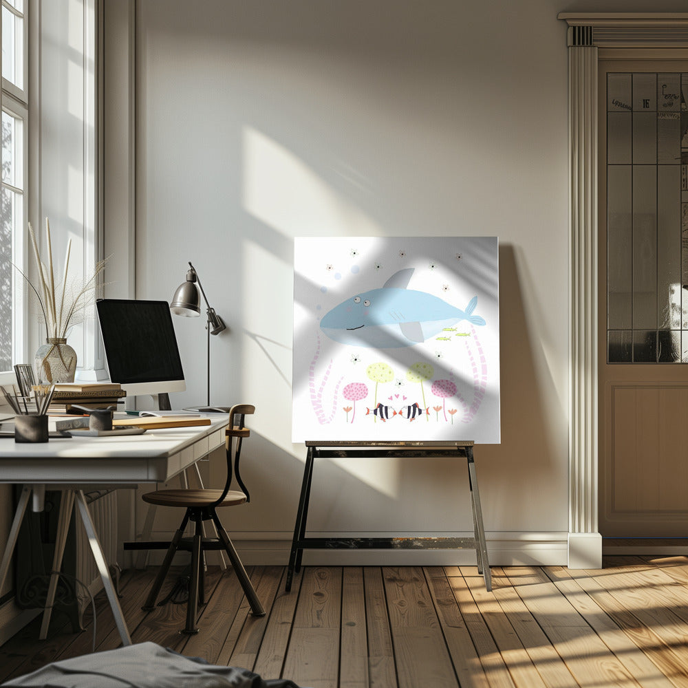 Baby Shark with Flowers | Canvas