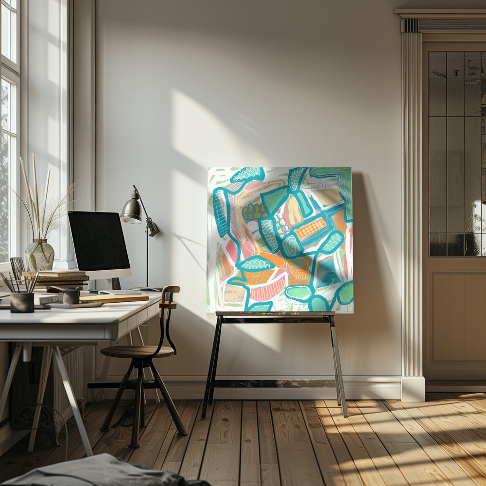 Blue and orange pattern | Canvas